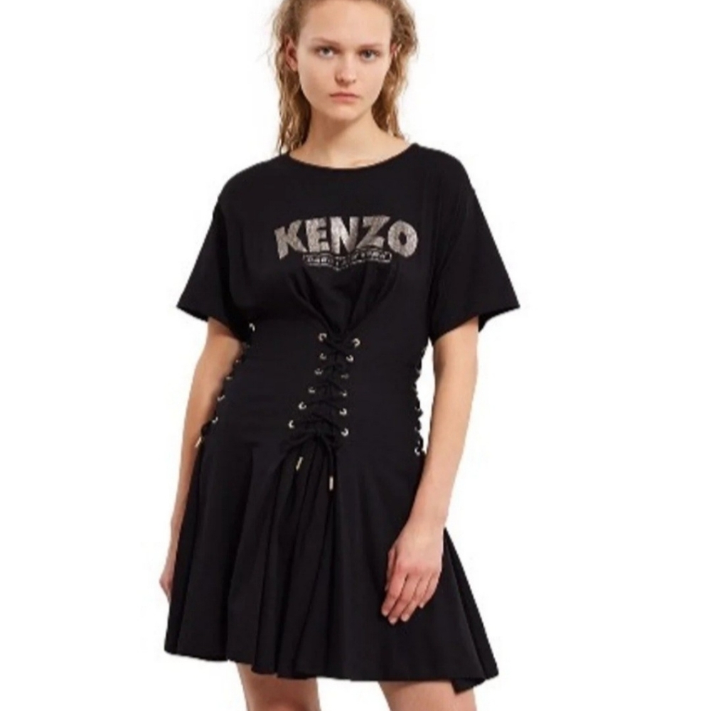 Kenzo Lace Up Cotton Dress